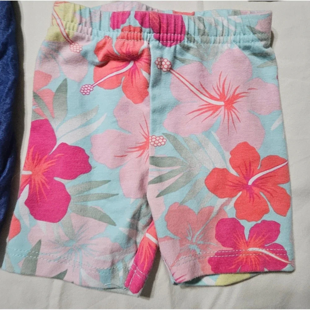 Garanimals Pants Shorts Lot Baby Girl 12M 18M Blue Black Pink Floral 4pc Set